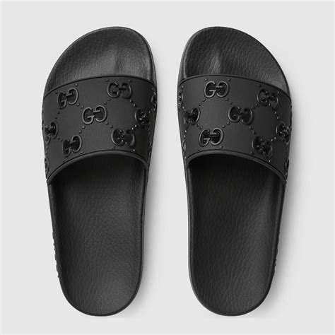 gucci black slides|all black Gucci slides women's.